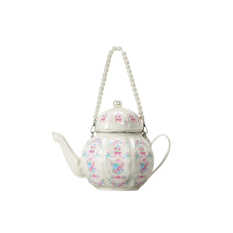 Borsa a tracolla teiera con catena di perle per borse a tracolla da donna Borsa e borsette Borse di design di lusso Borsa da pranzo Coумка Ж Dönusen 	 bolso