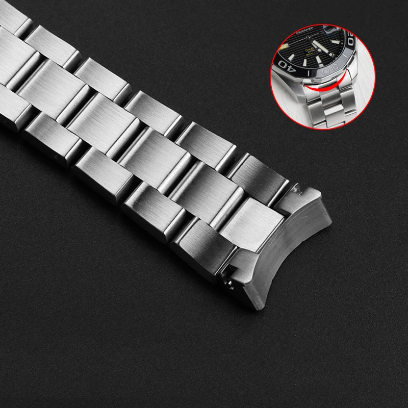 21mm Solid Curved End Steel Watchband for TAG Strap Heuer WAY211 300F1 Men's Watch TAG Stainless Steel Chain 20.5mm  21.5mm