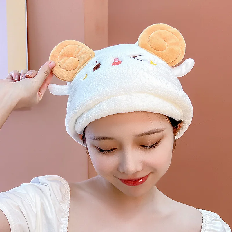 26x33cm 1pc Cartoon Shepherd Star Dry Hair Cap Micron Yarn Princess Hat Coral Velvet Absorbent Dry Hair Towel Cross border Trade