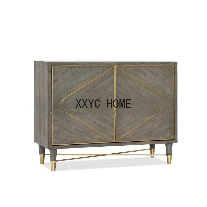 Simple Solid Wood Entrance Cabinet Light Luxury Three-Door Locker Lobby Curio Cabinet Display Cabinet