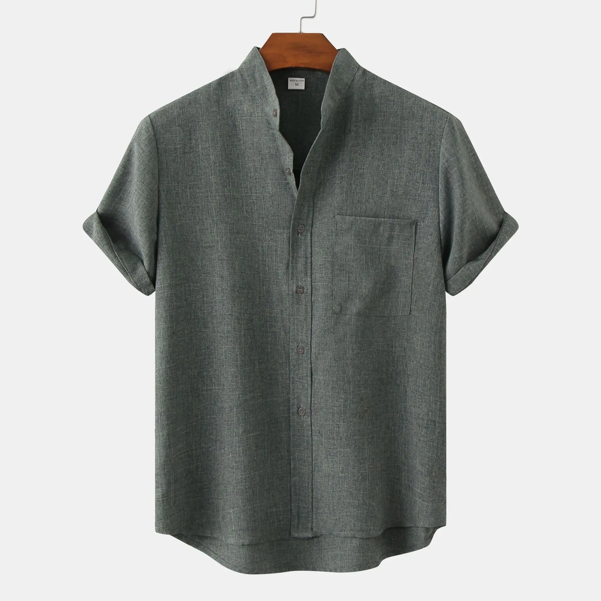 Elegant and Comfortable Short Sleeve Cotton Linen Men's Shirt in Various Colors