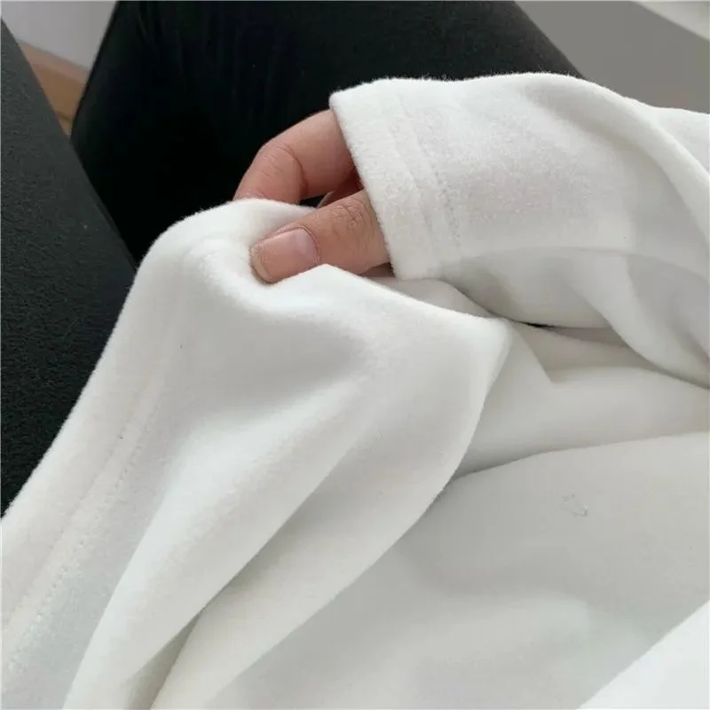 Ultra Soft Double Sided Velvet White Base Shirt Women's Autumn Winter Korean Style New Warm Loose Inner Outer Wear Top Trendy