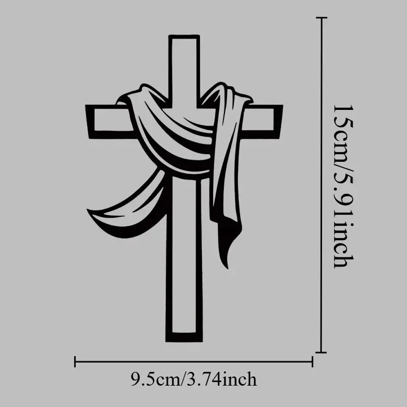 1Pc Christian Cloth Wrapped Cross Vinyl Sticker Waterproof UV Resistant Scratch Cover Decal for Car Window Motorcycle Fuel Tank