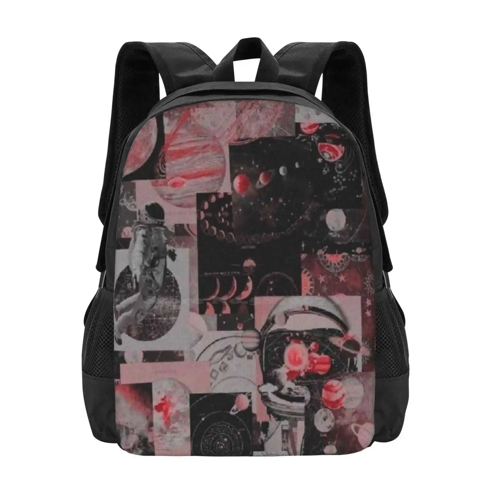 Black And Neon Pink Aesthetic Collage Backpacks For School Teenagers Girls Travel Bags Black Collage Space Collage Black And