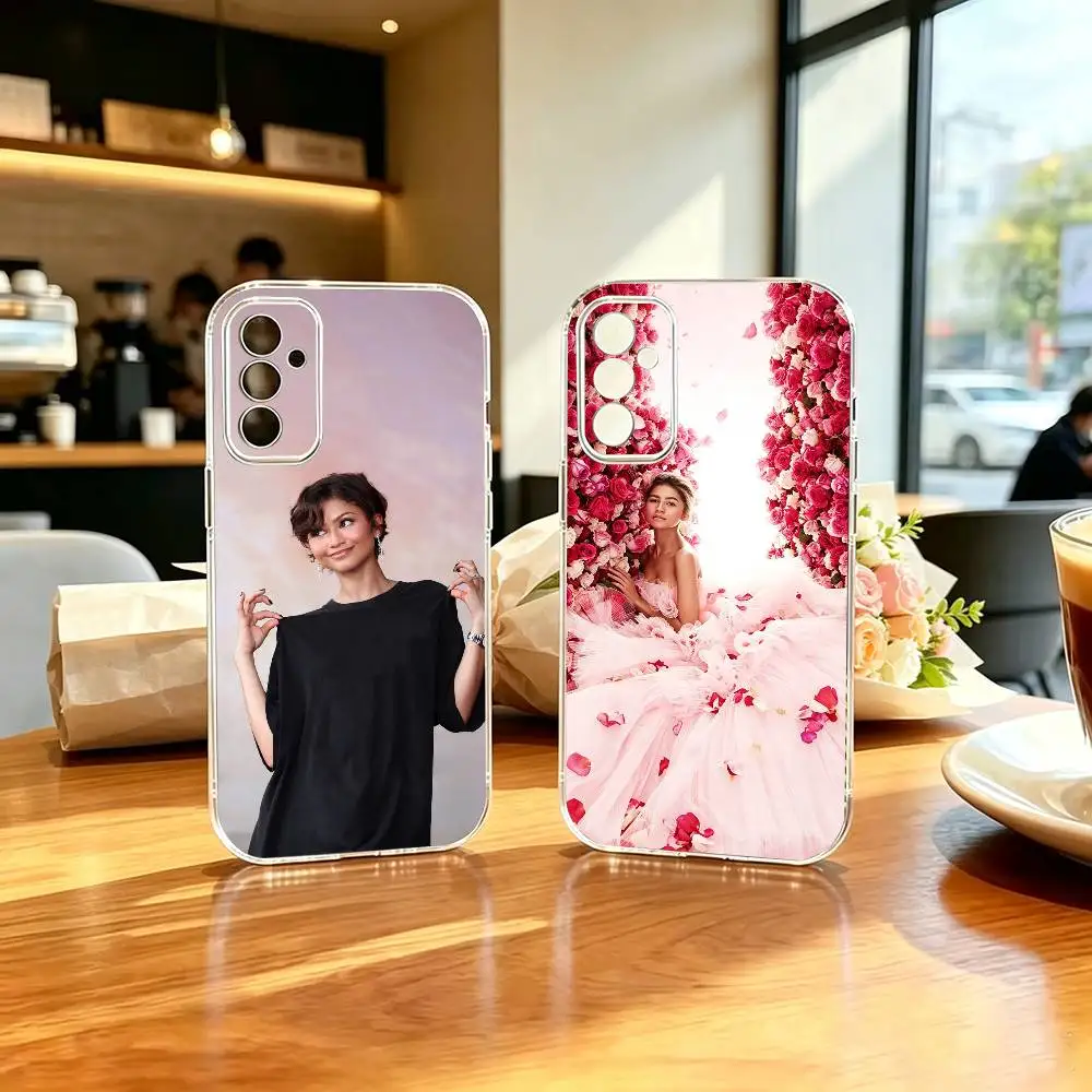 Cool Urban Young Lady Actress Zendaya  Painted Transparent soft Phone Case For Samsung A71, A70, A52, A51, A40, A30, A20
