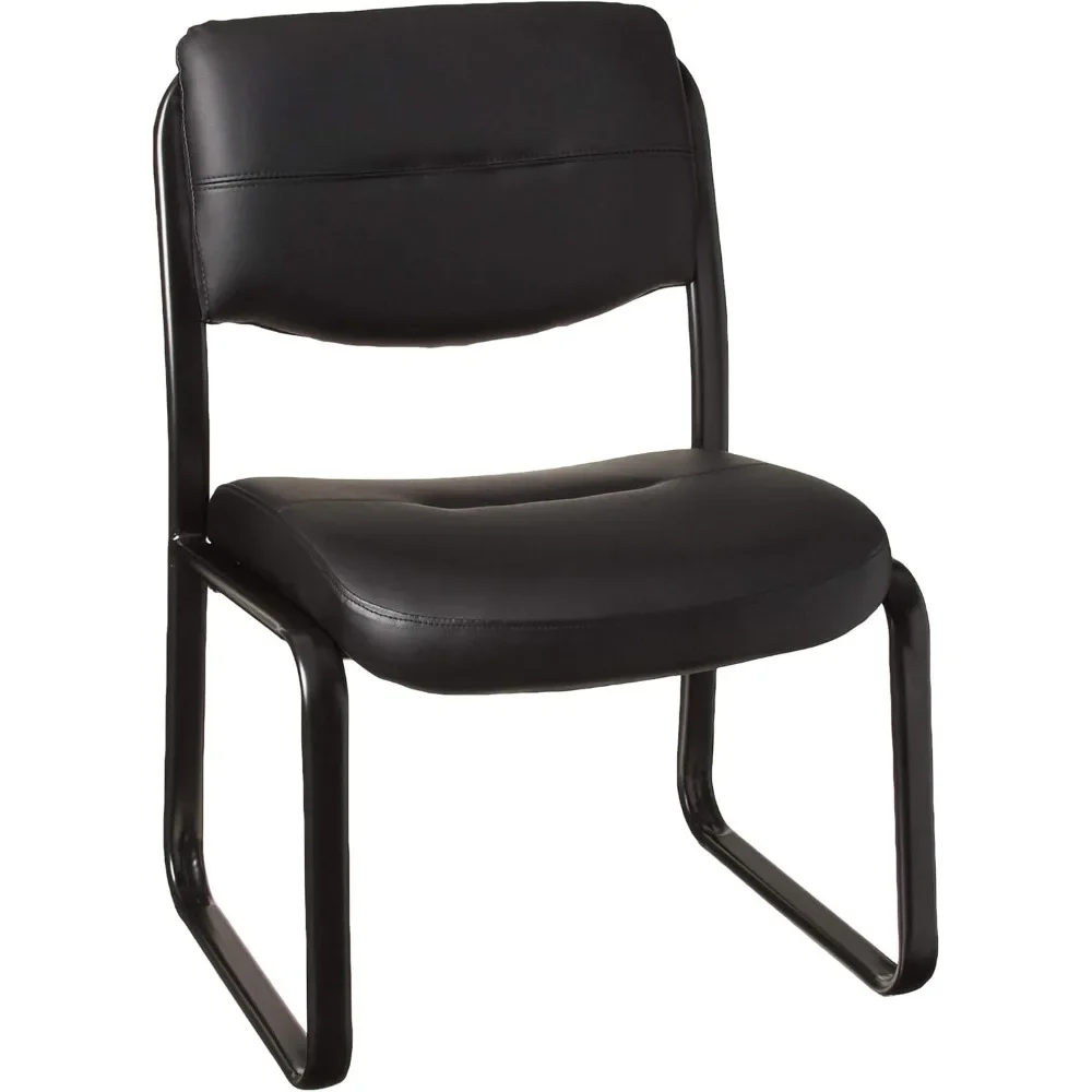 Chaise d'appoint en cuir noir, base de traîneau