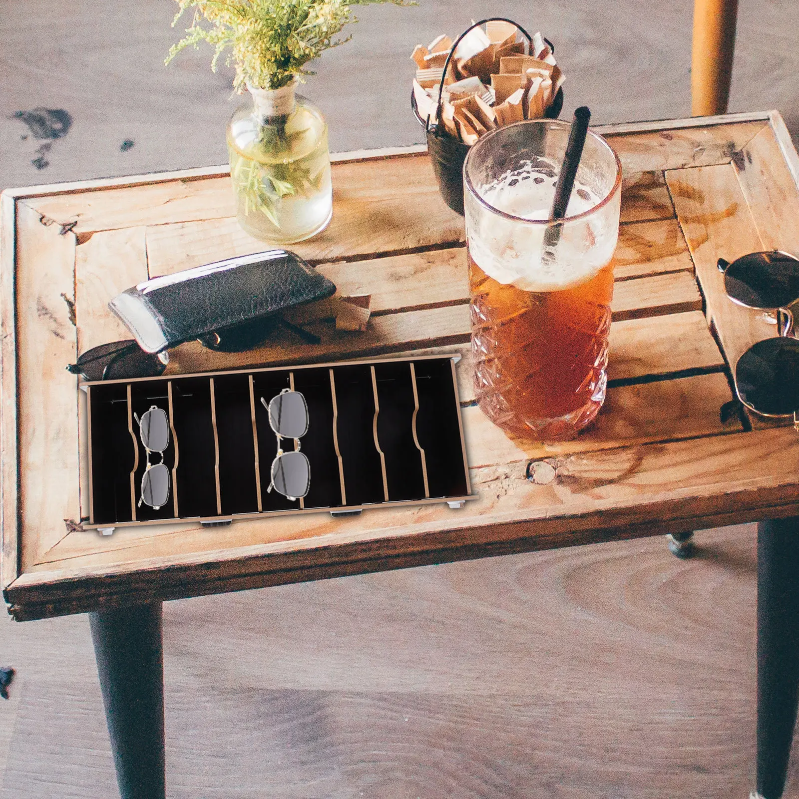 

Wooden Name Card Holder Storage Box Small Exquisite Compartment Organizer for Home Office Desktop Sundries Holder