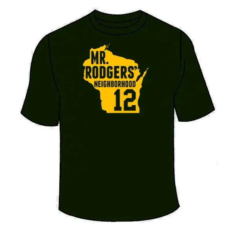Mr Rodgers Neighborhood T-Shirt. Packers Aaron Funny Sports Jersey TShirt Green