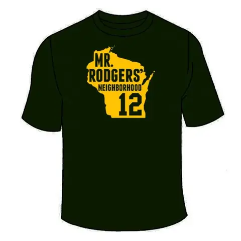 Mr Rodgers Neighborhood T-Shirt. Packers Aaron Funny Sports Jersey TShirt Green