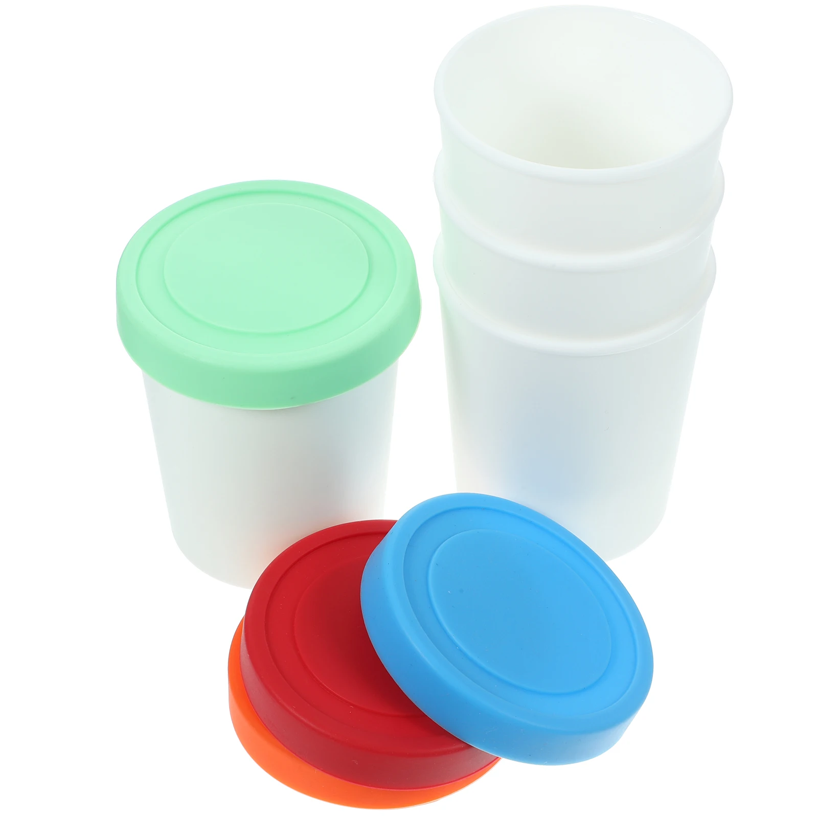 

Ice Cream Cup Dessert Container Reusable Freezer Silicone Lid Candy Soup Yogurt Stew Treats Food Items Practical Easy