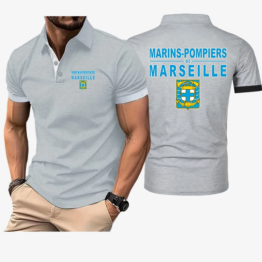 Marins Pompiers Marseille Naval Fire Battalion polo shirt ultra-light men's quick-drying breathable sweat-wicking T shirt