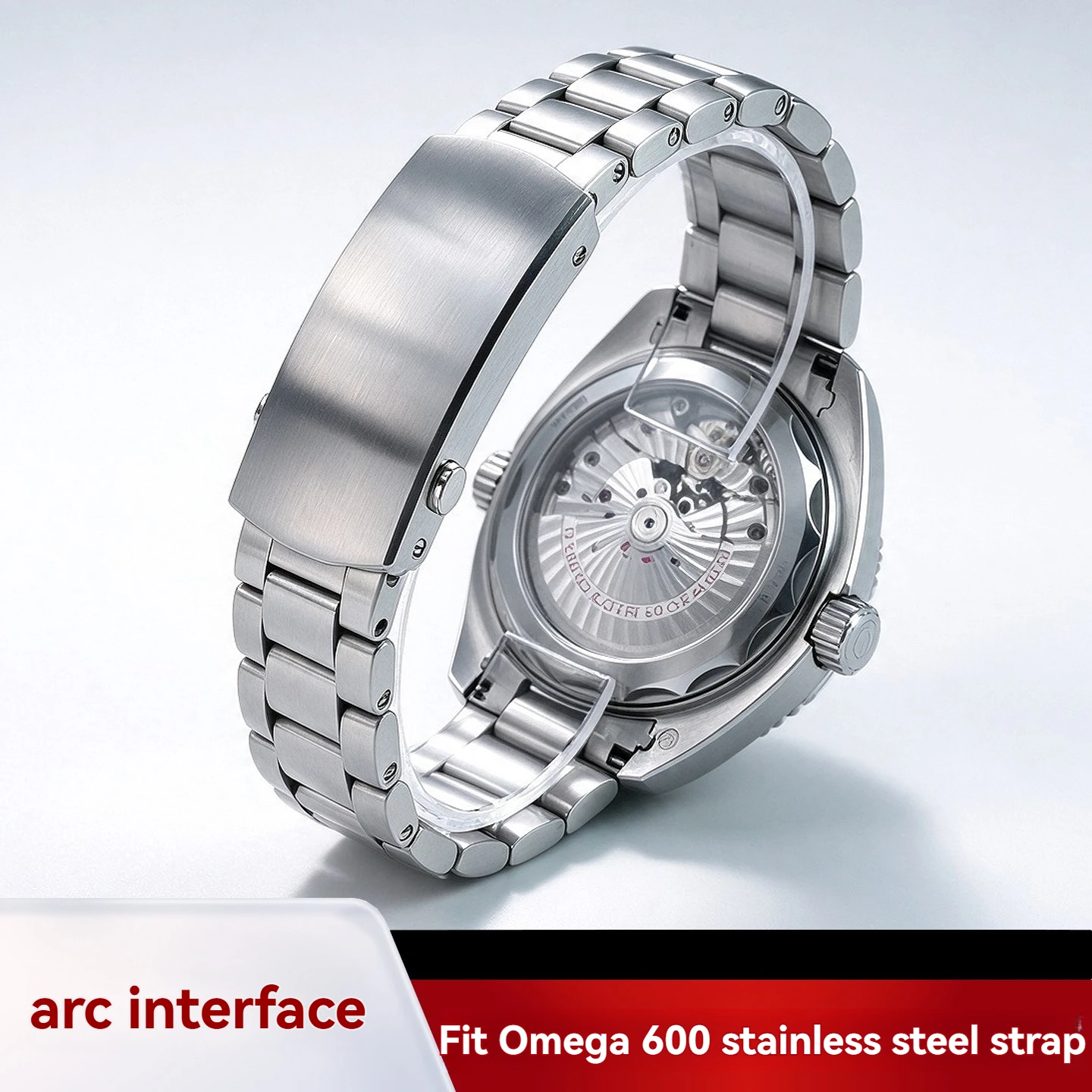 Premium Curved End Steel Watch Band For Omega Seamaster 600 Quarter Orange, 21mm Men Stainless Steel Watch Strap Replacement