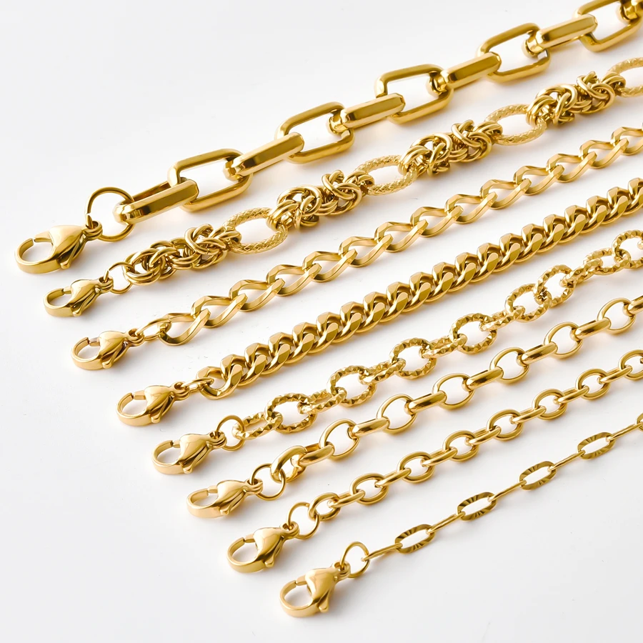 1M PVD Gold Plated Stainless Steel Chunky Paperclip Cable Link Chain For Jewelry Making Necklace Bracelet DIY Jewelry Findings
