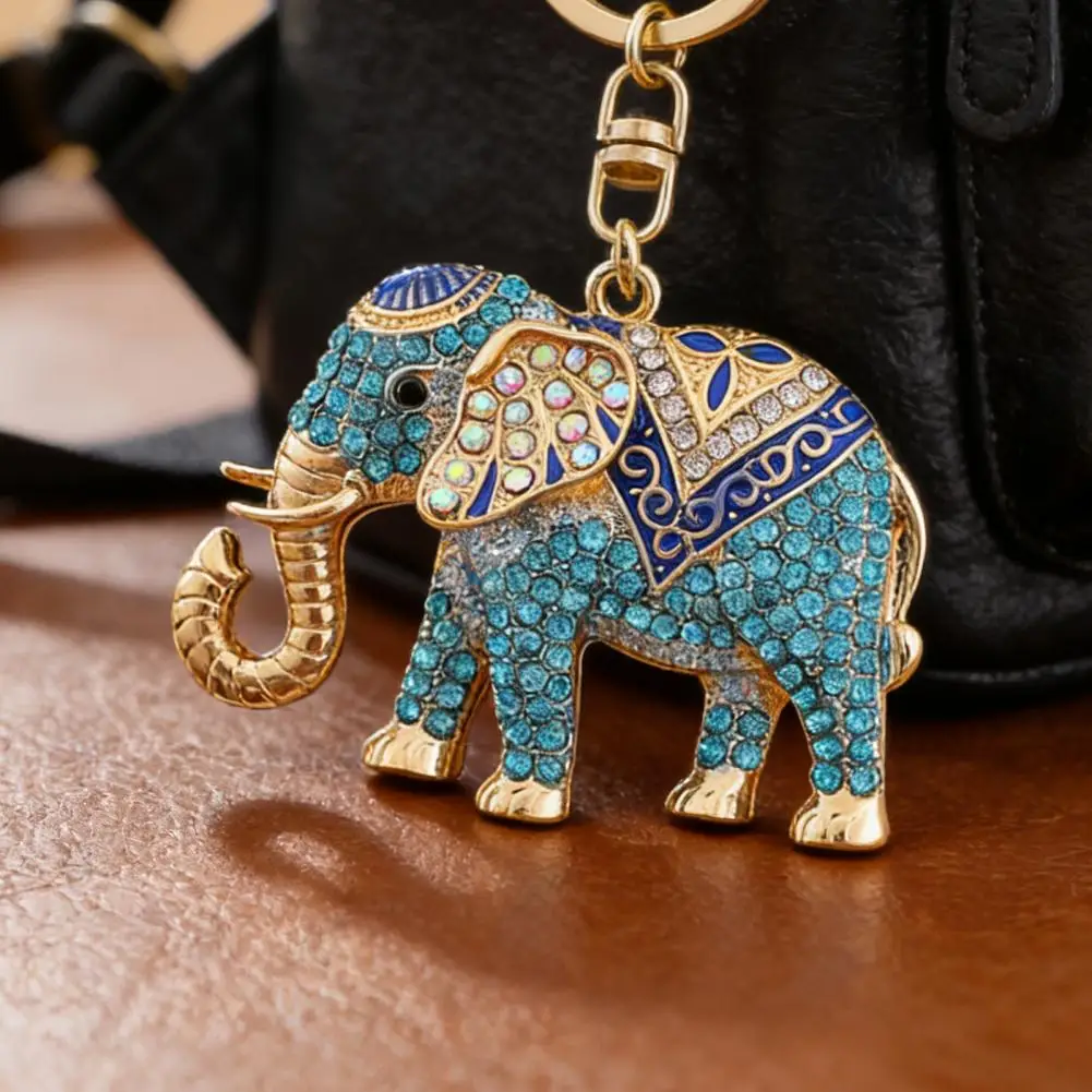 Horse Keychain Colorful Sparkling Rhinestones Elephant Charm Key Chain Decorative Good Luck Pendant Bags Backpacks Wallets Cars