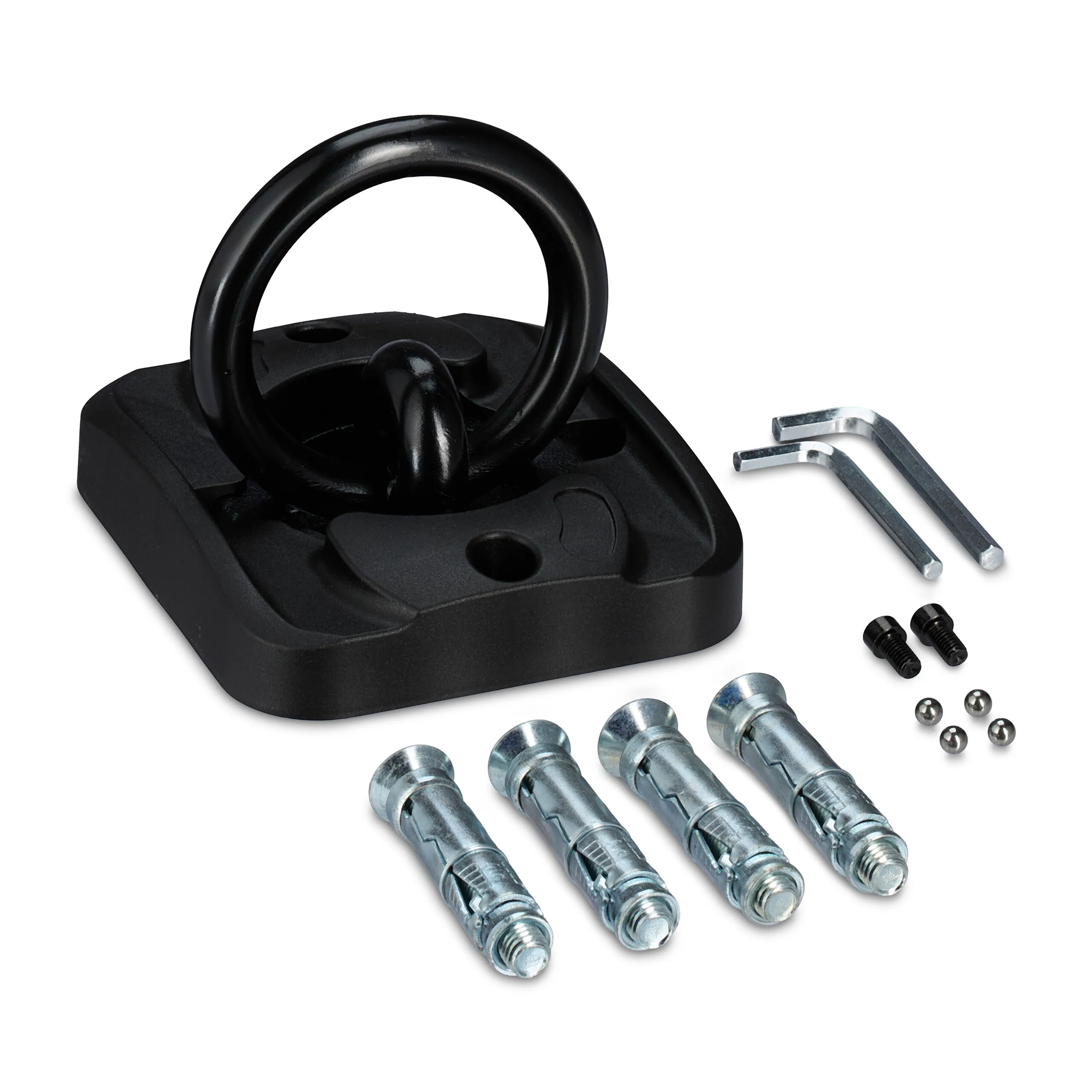 Ancoraggio da parete e pavimento, staffa in acciaio da 14 mm, per antifurto bici, moto e rimorchi, uso interno ed esterno, nero, Relaxdays