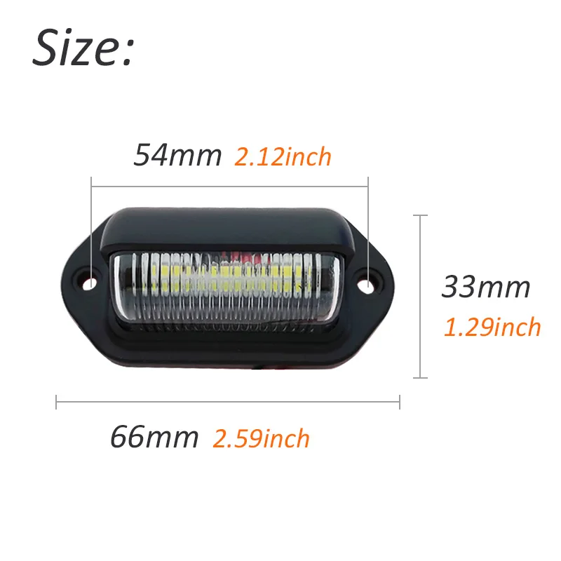 10PCS 6 LED Car License Number Plate Light For SUV Truck Trailer Van Tag Step Lamp White Bulbs Car Products License Plate Lights