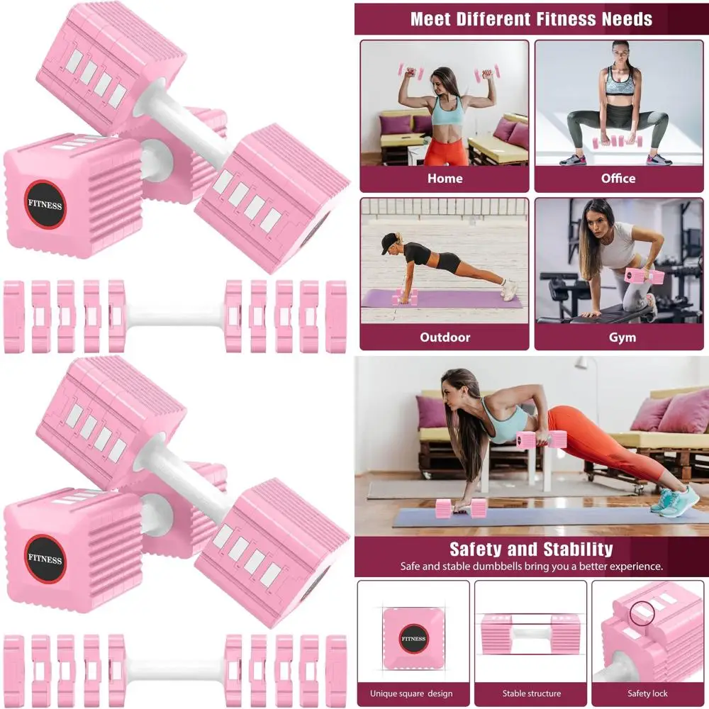 

Adjustable Weight Dumbbells Set of 2, 3.4lb/5.7lb/8lb/10.3lb/12.6lb Each Hand Weight Sets for Women/Men, Adjustable Dumbbells Se