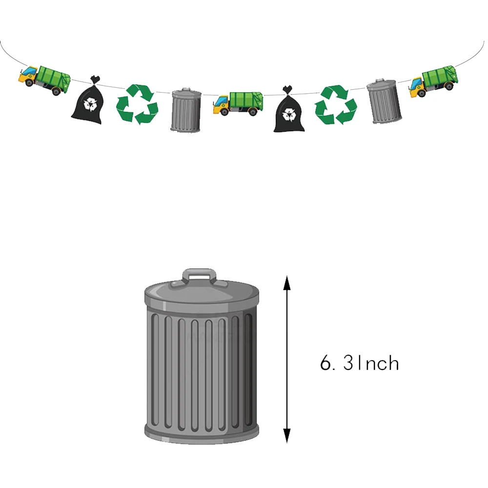 Garbage Truck Party Decor Happy Birthday Banner Balloon Cake Decor Disposable Tablecloth Trash Truck Themed Party Supplies