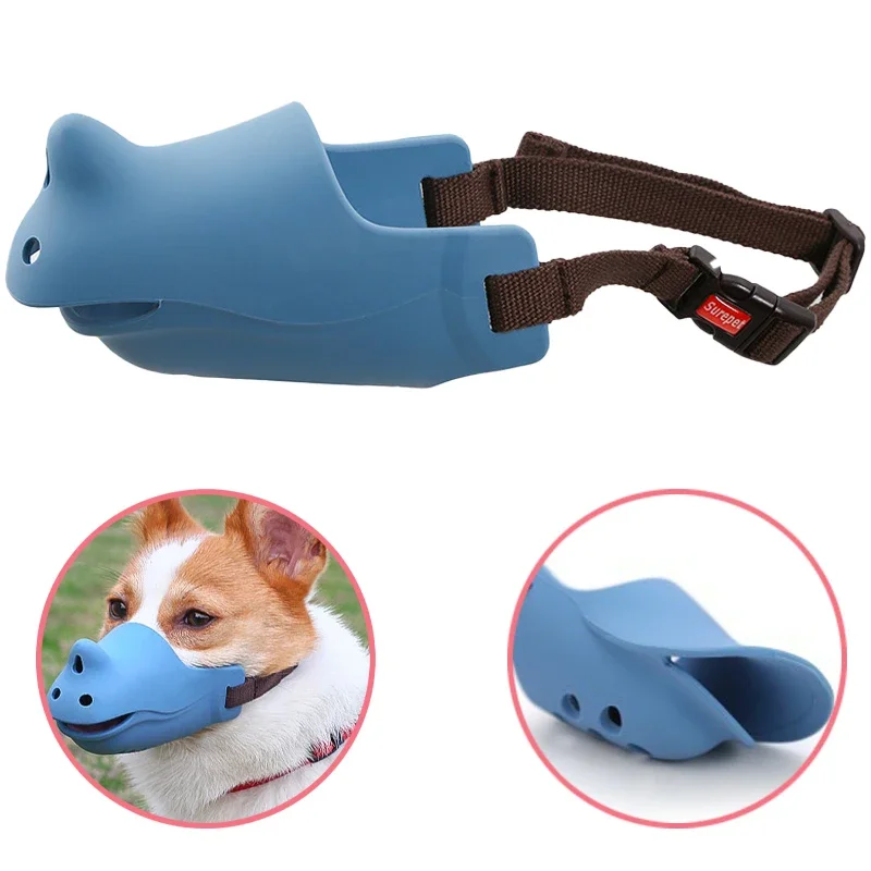 Rhino-shaped Muzzle Pet Dog Muzzle Anti-barking and Anti-bite Pure Silicone Small and Medium-sized Dogs Mouth Blocking Mask Tool