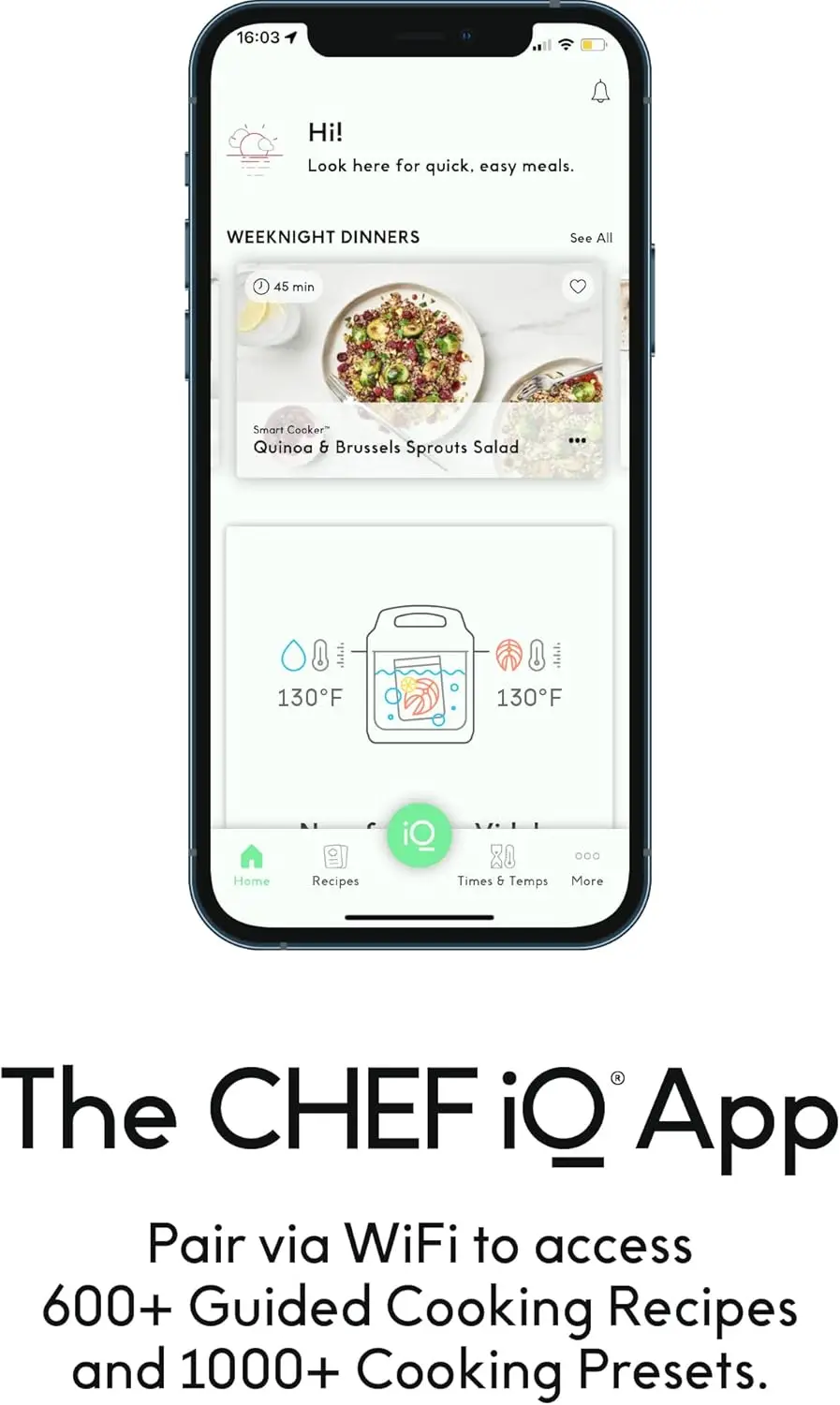 IQ-Autocuiseur intelligent, 10 canoniques de cuisson, 18 fonctionnalités, échelle intégrée, plus de 1000 préréglages, temps et températures avec application pour plus de 600 F