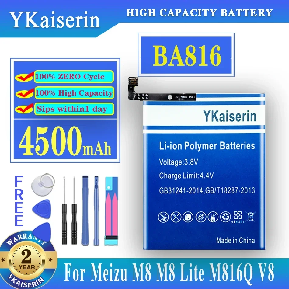 

100% YKaiserrin для Meizu BA816 4500 мАч, новый производственный аккумулятор для Meizu M8 M8 Lite M8Lite V8, аккумулятор для телефона