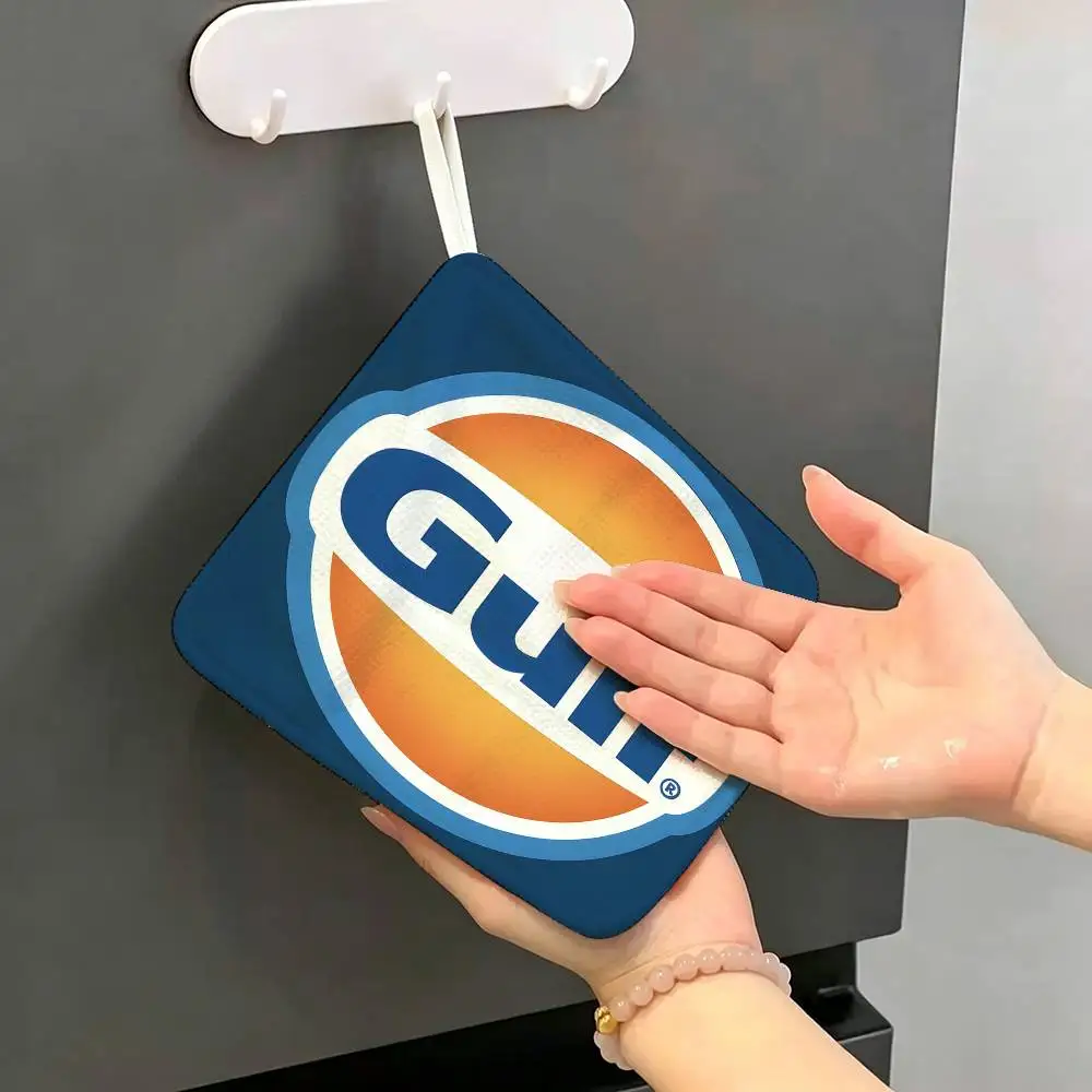 G-Gulfs Racing Logo Reusable Hanging Kitchen Towel, Polyester Cotton Soft Fabric for Office Home Daily Life