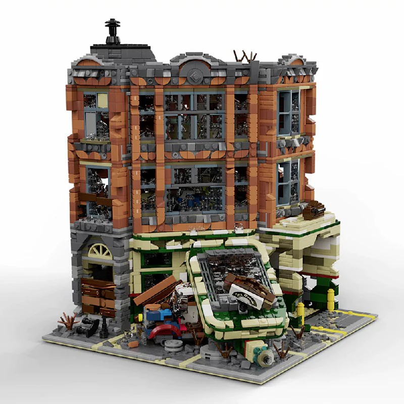 Doomsday – ensemble de construction de maison de Garage d'angle, 8 figurines, blocs de construction modulaires, modèle d'architecture de magasin d'appartement de ville, 3325 pièces