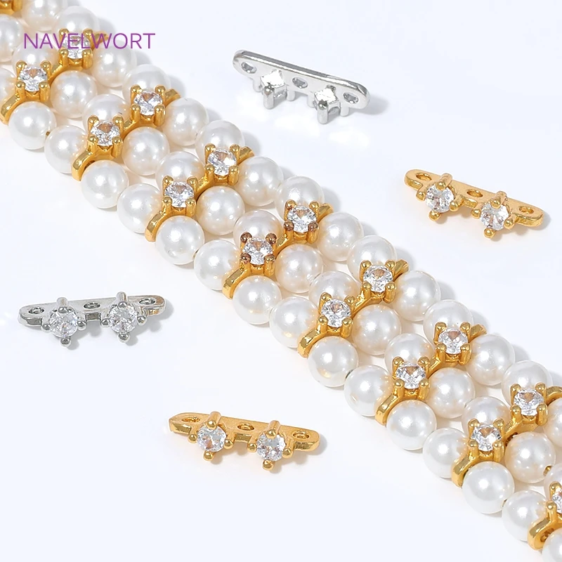 4/8/12Pcs Brass Separator Bar 18K Gold Plated with Zircon Spacers Separators For Bracelet Making,DIY Jewelry Making Accessories image 5