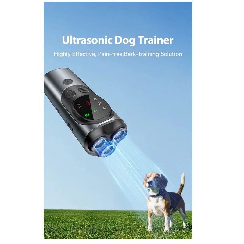 

ABHB-High-Power LED Ultrasonic Dog Repeller, Rechargeable 2PCS Pack, Anti Barking Dog Training Device