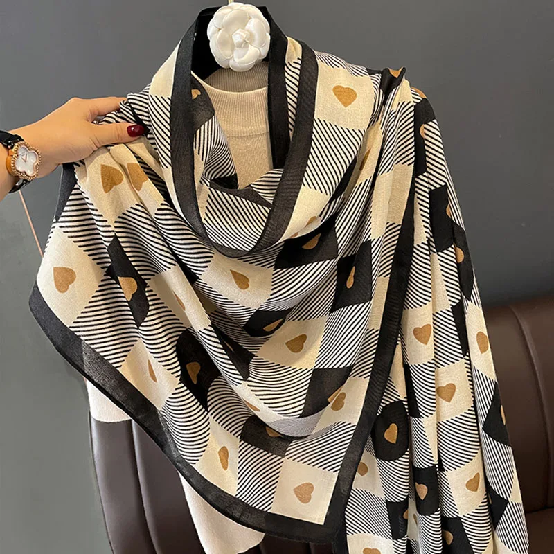 Women Scarf flower print Hijab soft Shawls and Wraps Tessale Female Foulard Designer pashmina Bandana Headscarf 2024 New