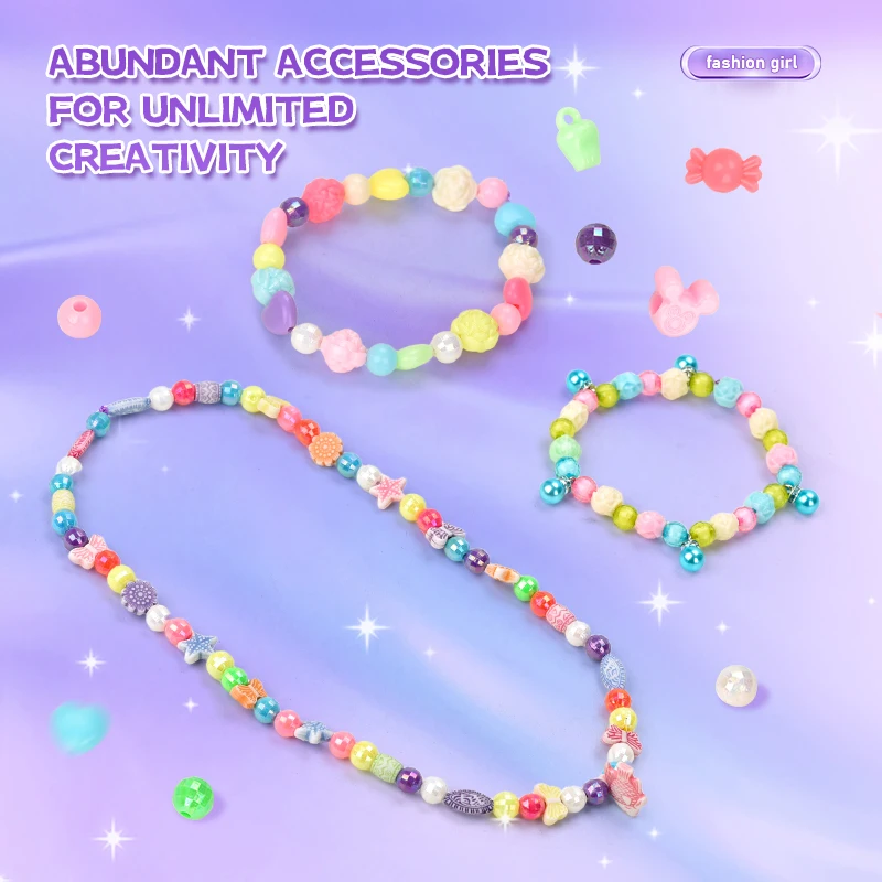 Children's Handmade Beaded DIY Handmade Bracelet Necklace Ornaments Accessories Colorful Beads Educational Toys For Girls Gifts