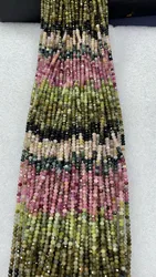 Natural rainbow tourmaline beads cutangle2x3mm length39cm