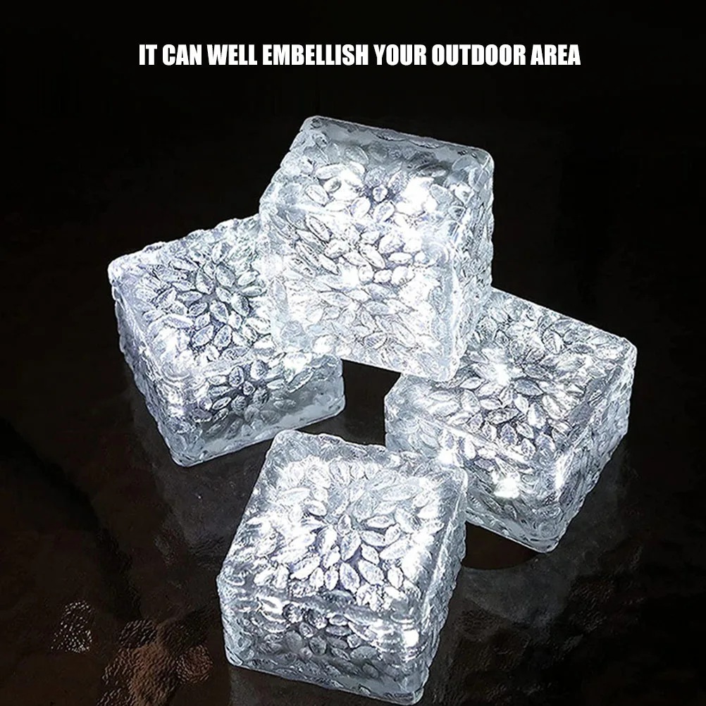 

2Pcs Solar Cube Lights Outdoor Garden Path Lawn Decorative Brick Light Waterproof Powered L Solar Lawn Light Yard