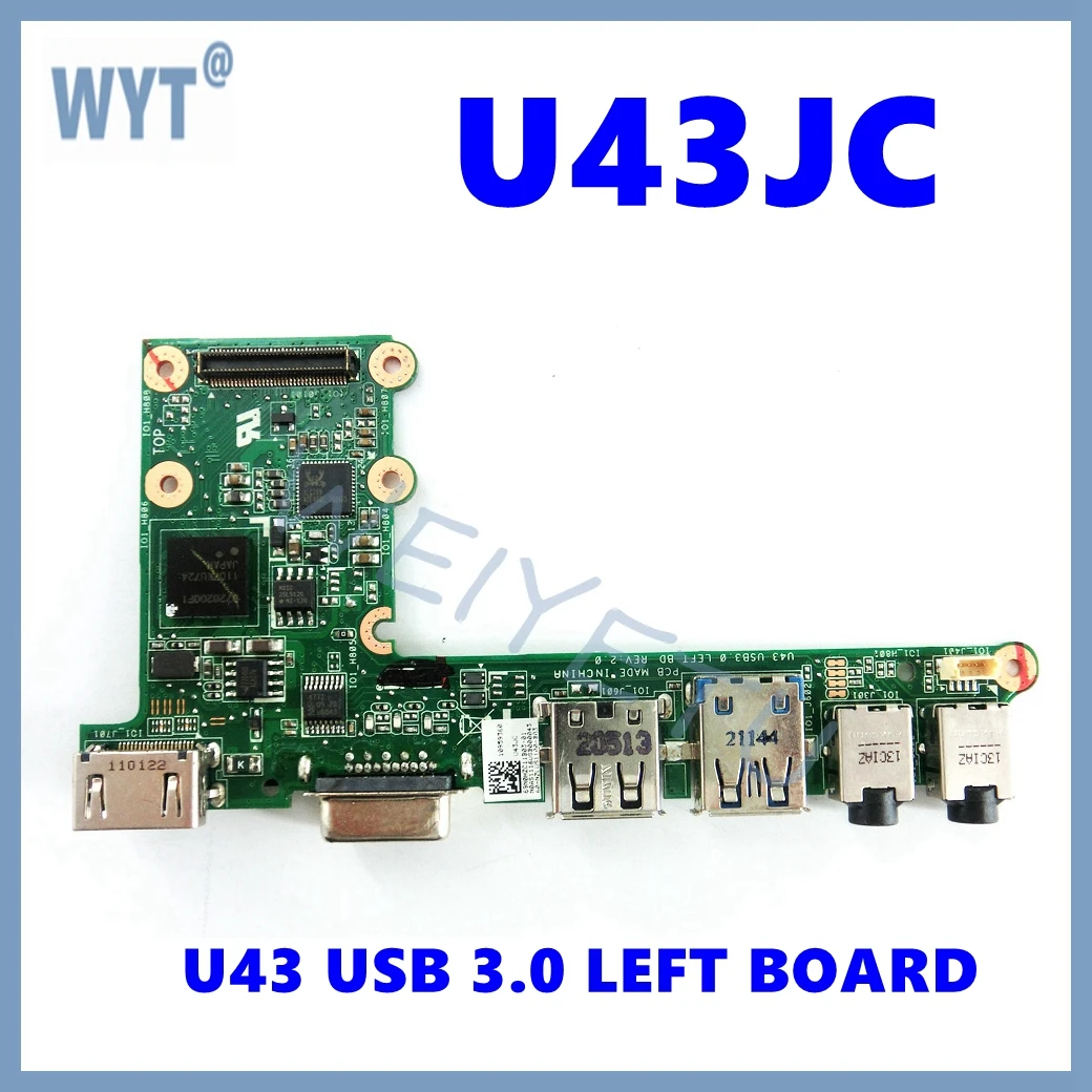 U43JC U43 USB 3.0 LEFT BOARD For ASUS U43 U43J U43JC Laptop IO Boaed VGA  Audio USB 2.0 Board  69N0HZC11B03-01