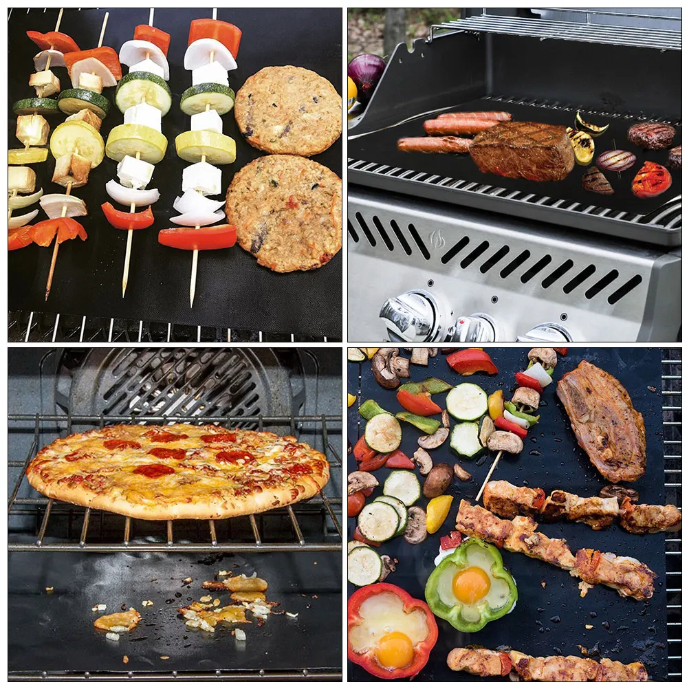 

7Pcs Fiberglass Bbq Grill Mats Nonstick Heavy Duty Barbecue Mat High Temperature Resistant Reusable Grill Pad Bbq Mat