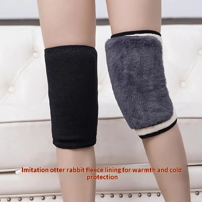 الشتاء الدافئة منصات الركبة للنساء تدفئة الساق الرجال كبار السن الباردة الساق التهاب المفاصل نيباد الركبة دعم أرنب الفراء الركبة حامي