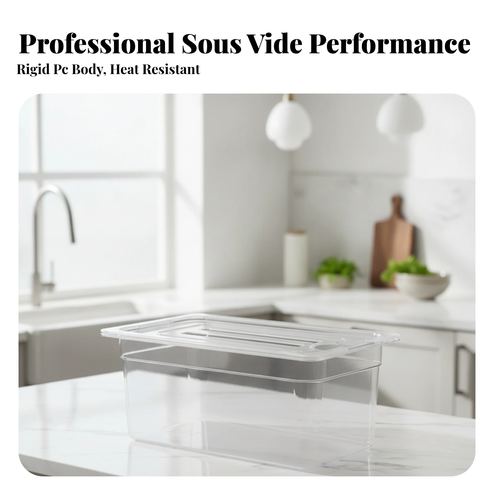 Sous Vide Water Container with Lid Heat-Resistant Sous Vide Container with Lid Transparent Clear for Home Chefs