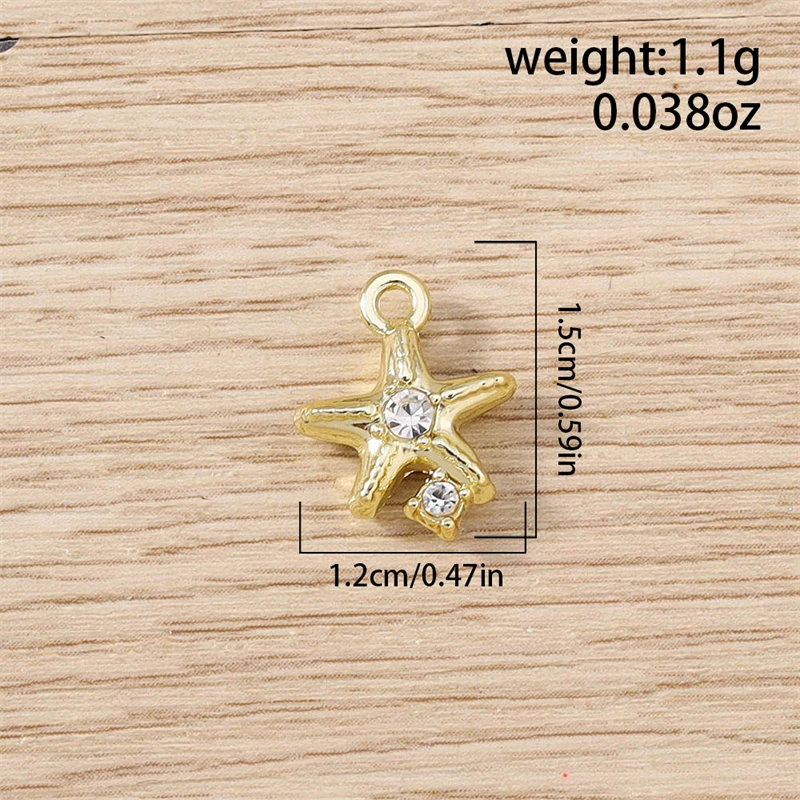5 Stück 12x15mm Niedliche Mini-Kristall-Legierungs-Stern-Anhänger für Schmuckherstellung, Ohrhänger, Halsketten, Armbänder, DIY-Bastelbedarf – Detail 1