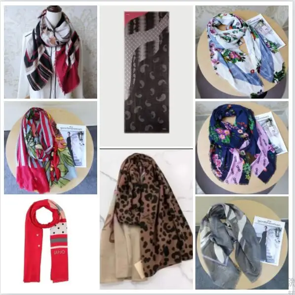 Foreign trade European beauty scarf cotton letter chain printing fashion trend warm scarf temperament shawl new product