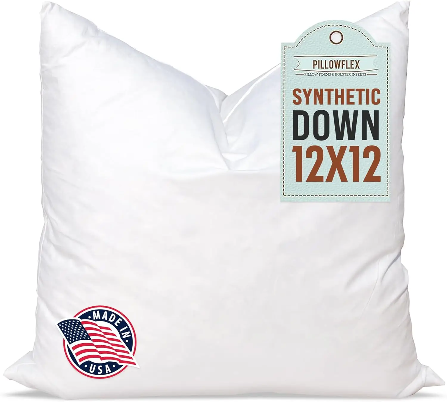

Synthetic Down Pillow Insert - 12X12 - Down Alternative Ultra Soft Large Square Throw Pillow, Hine Washable - Couch Euro Sham,