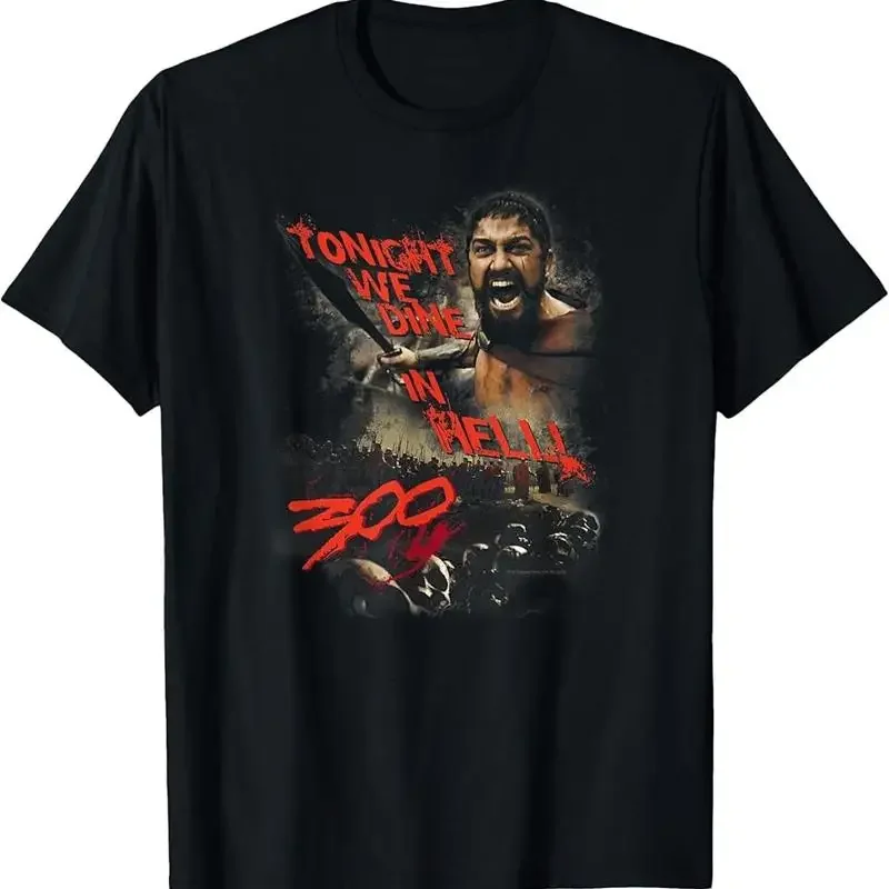 300 Movie Dine in Hell Unisex-Adults Black Cotton Blend T-Shirt