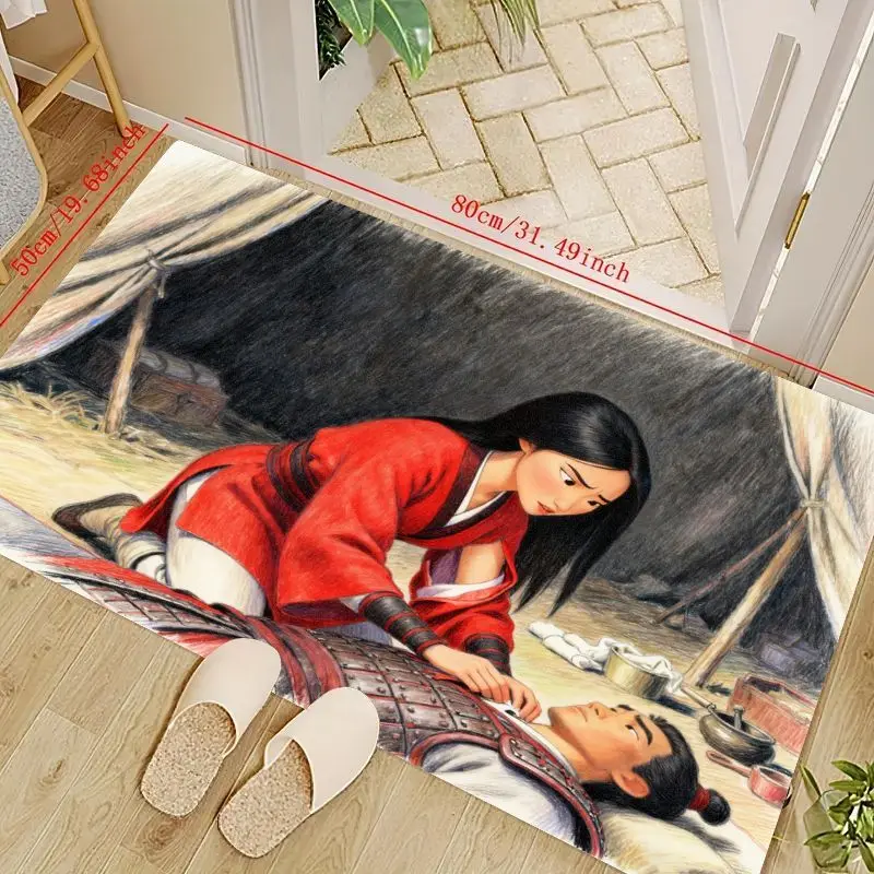 

1 шт. Дисней Мулан Воин Принцесса и Солдат Сцена Аниме Мультфильм напольный коврик, мягкий нескользящий моющийся коврик для гостиной Спальня