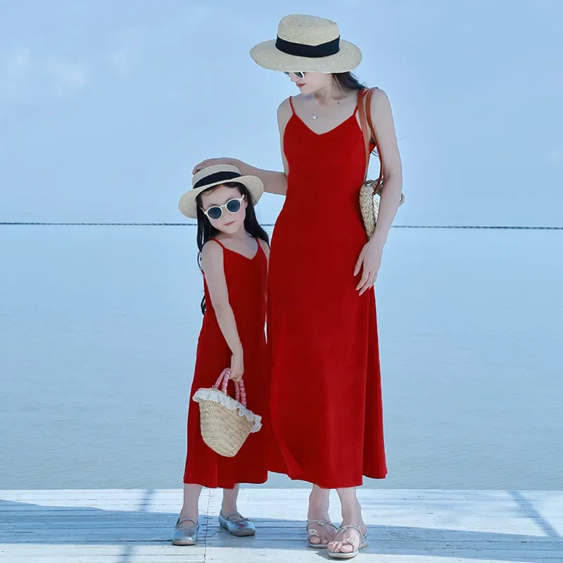 

Like Mother Like Daughter Party Vacation Dresses Holiday Mom and Baby Girls Red Prom Dress Wedding Mommy and Me Matching Clothes