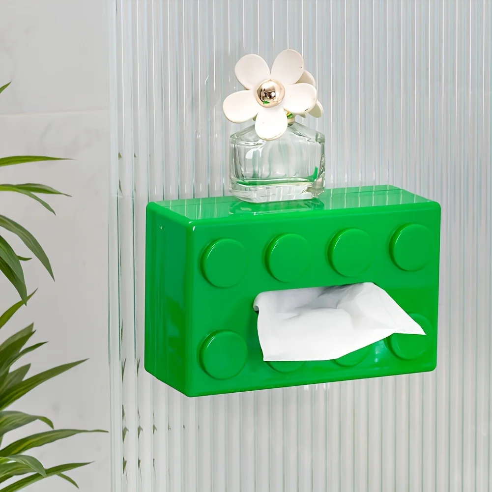 Creative Building Blocks Tissue Box, Tissue Box Cover, Napkin Dispenser Container, Tissue Holder With Spring, Tissue  Box For Ba