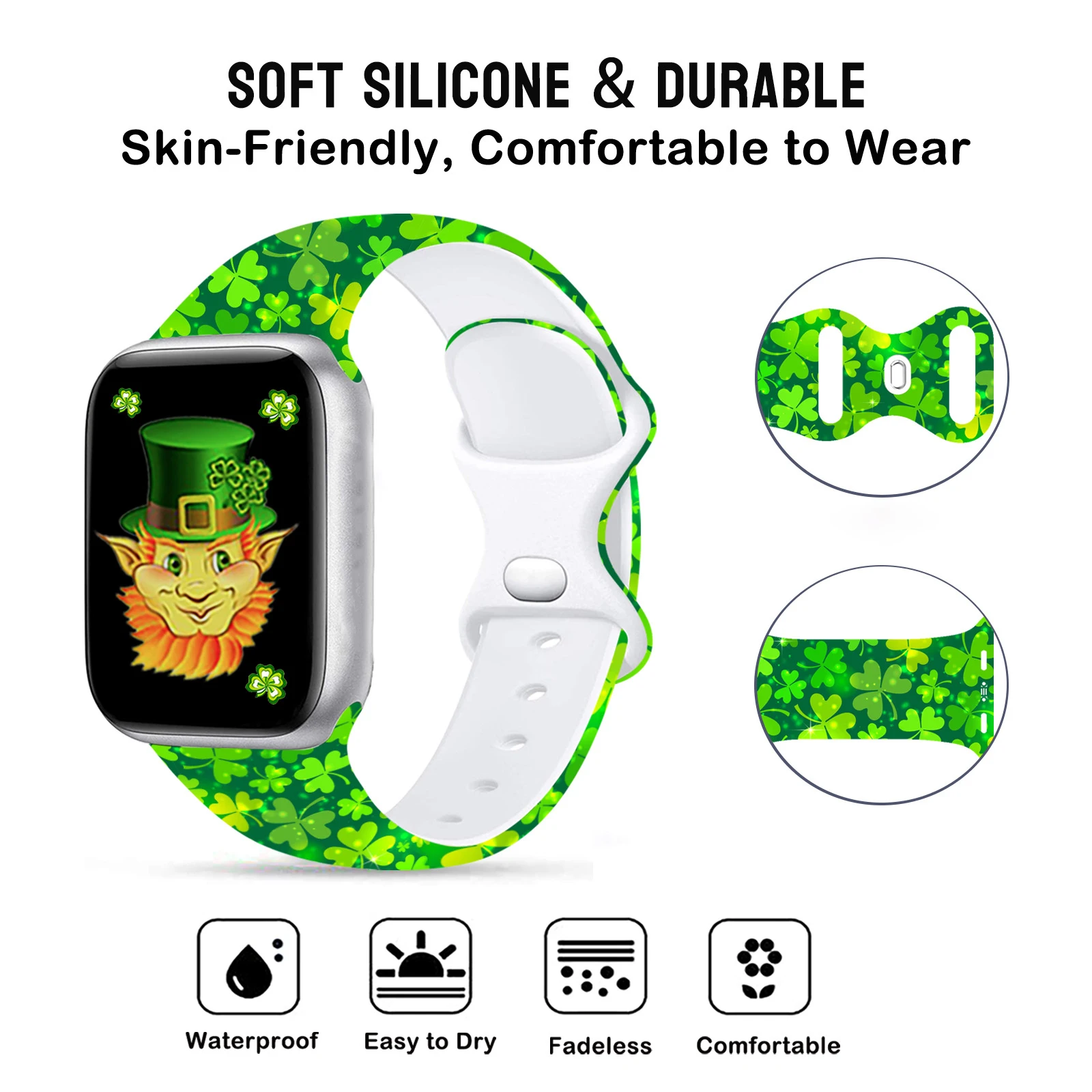 St. Patrick\'s Day Strap for Apple Watch Band 45mm 40mm 44mm 41 49mm Easter Day Printed bracelet iWatch series 9 8 7 se 3 ultra 2