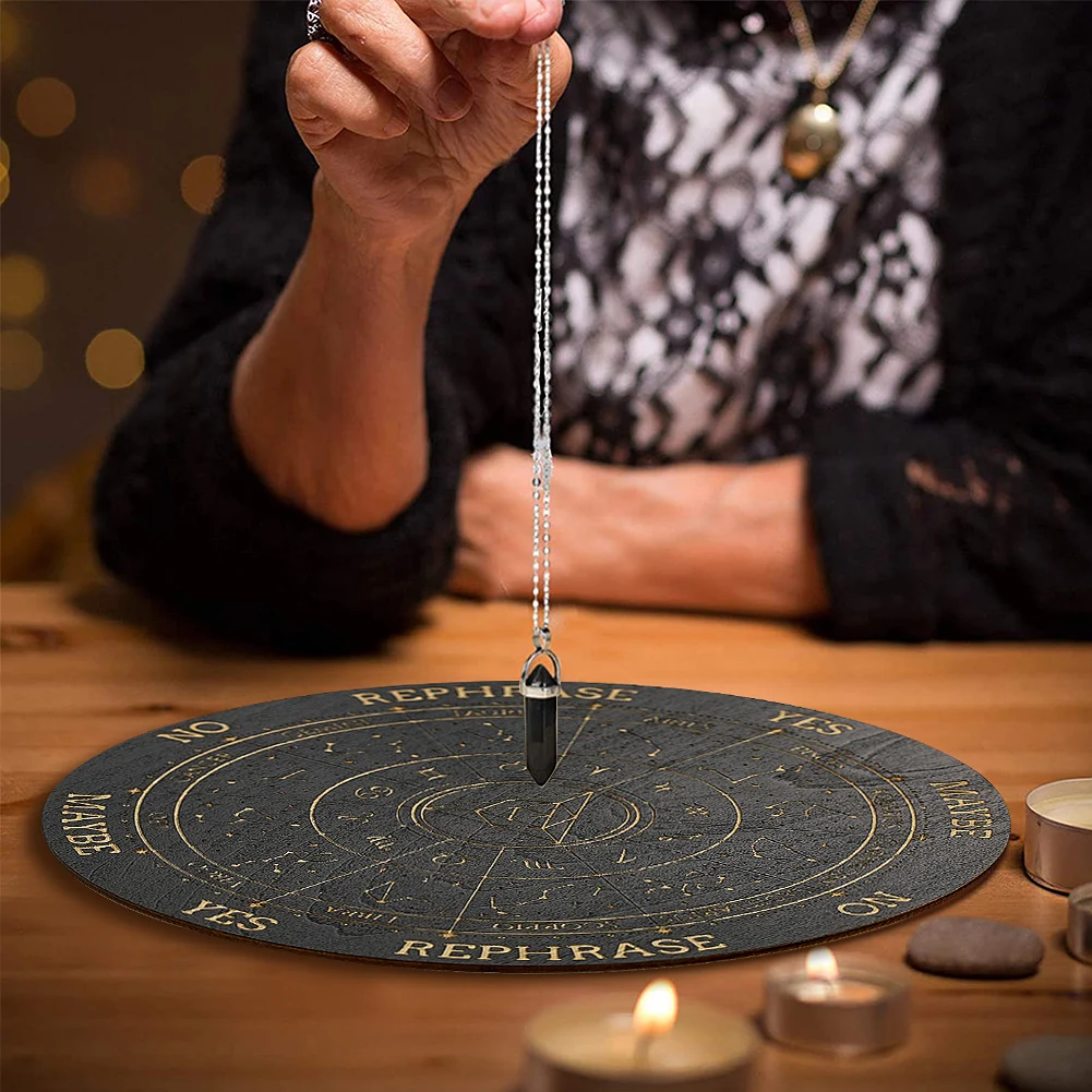 15cm Black Magic Symbol Laser Engraved Wooden Board Tarot Card Divination Game Board Meditation Yoga Swing Board Ritual Supplies