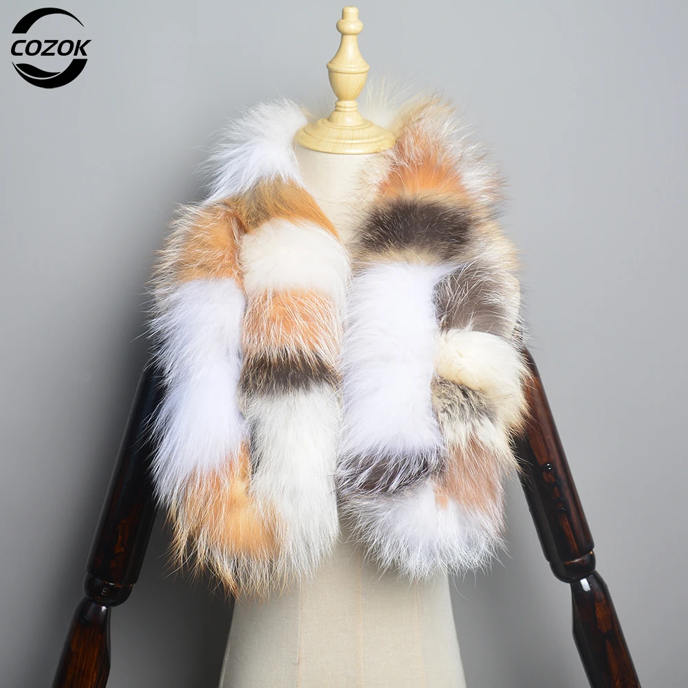 

New Style Women Real Fox Fur Scarf Girls Winter Warm Soft Knitted Real Fox Fur Neckerchief Quality Natural Fox Fur Ring Scarves