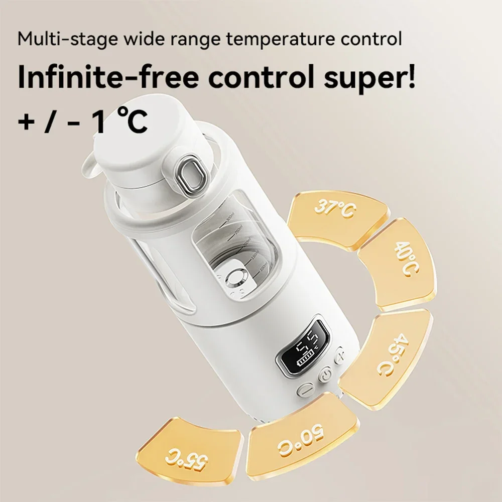 LPortable Glass Water Warmer For Baby Formula 37-55℃ Adjustable Temperature Wireless Instant Water Warmer Electric Kettle