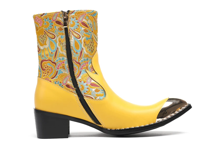 Britische Metall Spitzschuh Party Club Mann Schuhe Rot Motorrad Reißverschluss Stiefeletten Plus Größe Hochzeit Party Echtes Leder Kurzer Stiefel – Detail 20