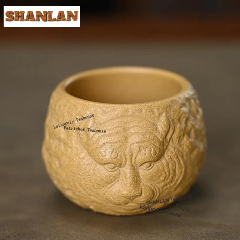 140ml Yixing Purple Sand Gold Section Clay Tiger Teacup Japanese Tea Bowl Water Jug Tea-tasting Smelling Cup Chazhan Master Cups